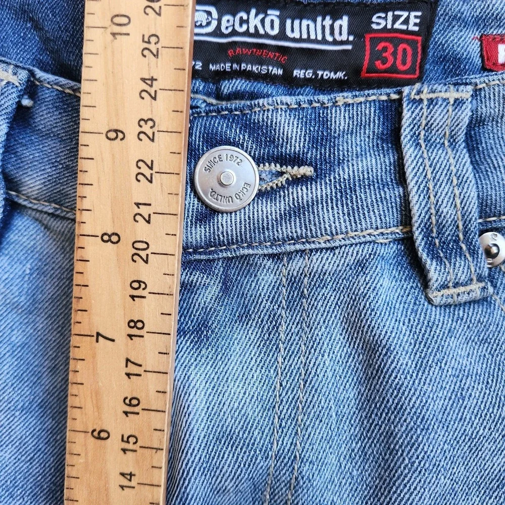 Vintage Ecko Denim Shorts Mens 30 Jorts Blue Zip Fly Chino Casual Adult Y2K‎